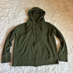 Time and Tru Green Full-Zip Hoodie Relaxed Fit